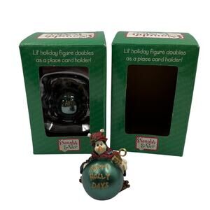 Boyds Bears 2 PENNY PENGUIN Naughty Nice Christmas Ornaments 2004 Holly-days NIB